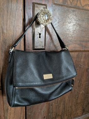Kate Spade Pebbled Leather Highland Place Maria Mini Fold-over Gold Black